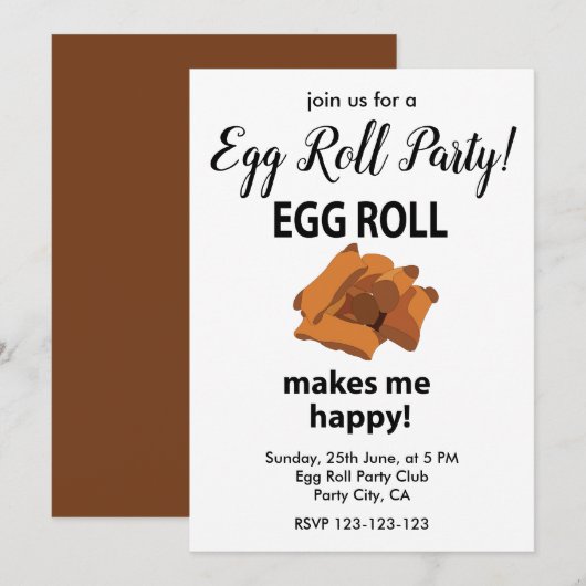 Egg Rollが私を幸せにする Egg Rollパーティー 招待状 (正面/裏面)