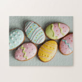 Egg-shaped Easter cookies with pastel icing ジグソーパズル (横)