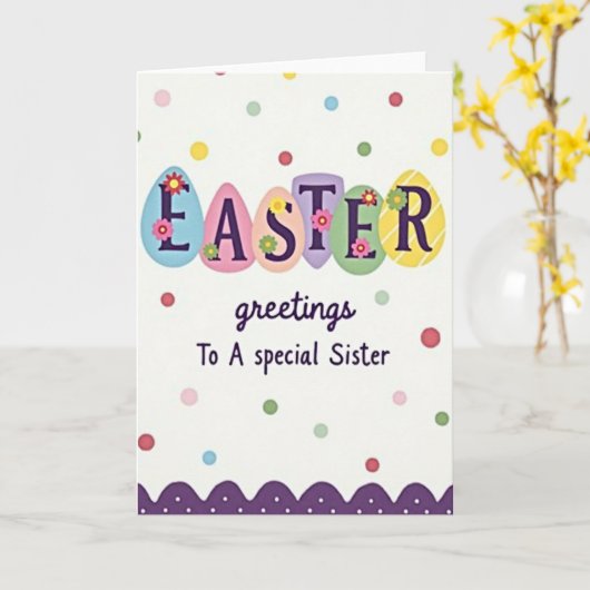 Egg Shaped Easter Sister Card カード (黄色い花)