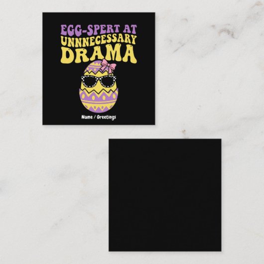 Egg-spert At Unnecessary Drama Funny Retro Easter  スクエア名刺 (正面/裏面)