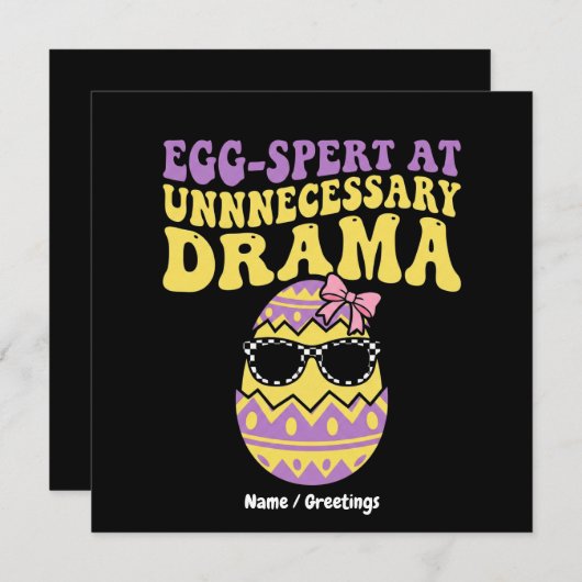 Egg-spert At Unnecessary Drama Funny Retro Easter  招待状 (正面/裏面)
