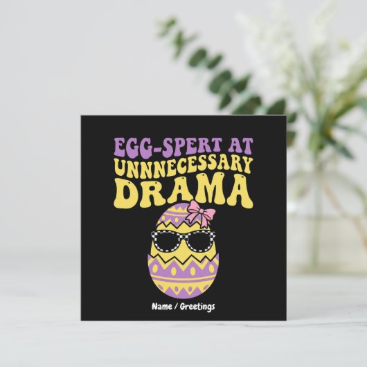 Egg-spert At Unnecessary Drama Funny Retro Easter  招待状 (スタンド正面)