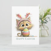 Egg-stra Cute Easter Cat Flat Greeting Card シーズンカード (スタンド正面)