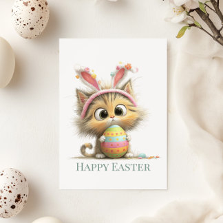 Egg-stra Cute Easter Cat Flat Greeting Card シーズンカード