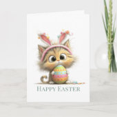 Egg-stra Cute Easter Cat Greeting Card カード (正面)