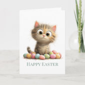 Egg-stra Silly Easter Cat Greeting Card カード (正面)