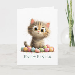 Egg-stra Silly Easter Cat Greeting Card カード