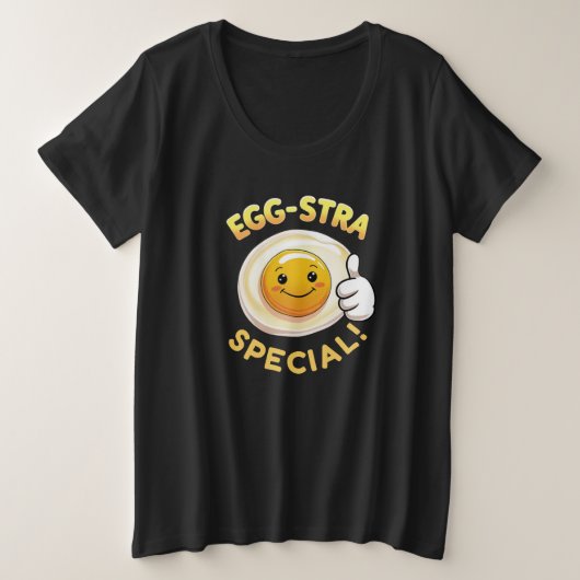 🥚 Egg-stra Special – かわいいおもしろいエッグパンTシャツ プラスサイズTシャツ (デザイン正面)