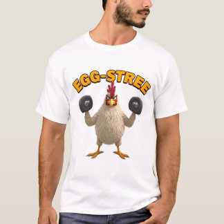 Egg-Streme” Funny Gym Chicken T-shirt Cute Fitness Tシャツ