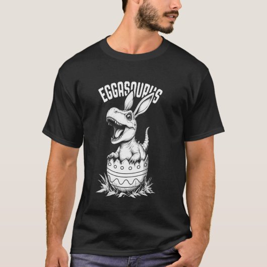 Eggasaurus Easter Egg Baby Dinosaur Trex Bunny Din Tシャツ (正面)
