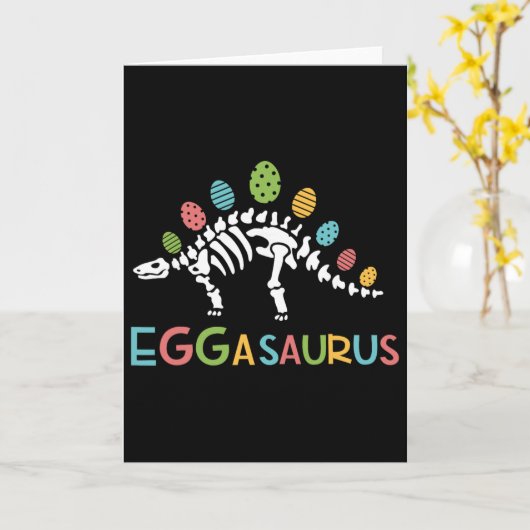 Eggasaurus Easter Stegosaurus Dinosaur Boys Kids T カード (黄色い花)