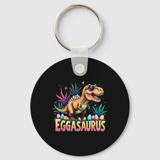 Eggasaurus Easter Stegosaurus Dinosaur Boys Kids T キーホルダー (正面)