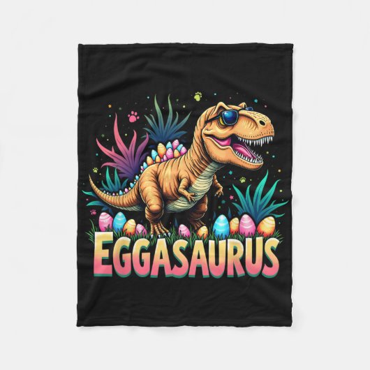 Eggasaurus Easter Stegosaurus Dinosaur Boys Kids T フリースブランケット (正面)