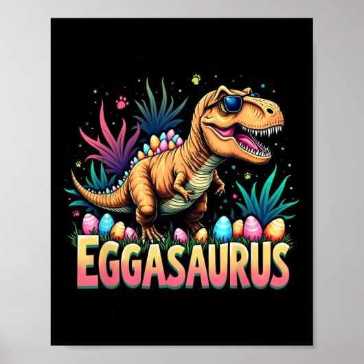 Eggasaurus Easter Stegosaurus Dinosaur Boys Kids T ポスター (正面)