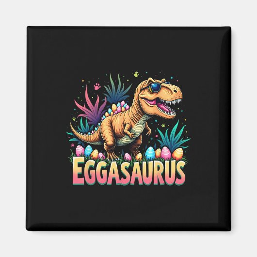 Eggasaurus Easter Stegosaurus Dinosaur Boys Kids T マグネット (正面)