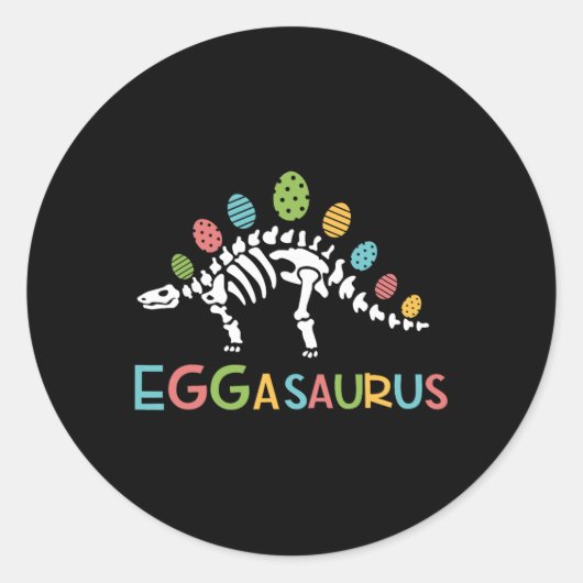 Eggasaurus Easter Stegosaurus Dinosaur Boys Kids T ラウンドシール (正面)