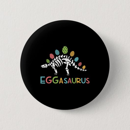 Eggasaurus Easter Stegosaurus Dinosaur Boys Kids T 缶バッジ (正面)