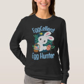Eggcellent Egg Hunter Cute Easter Bunny Quote Sayi Tシャツ (正面)
