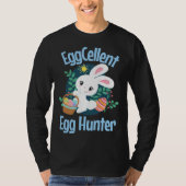 Eggcellent Egg Hunter Cute Easter Bunny Quote Sayi Tシャツ (正面)