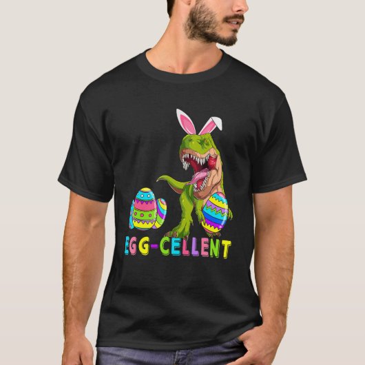 Eggcellent Eggs Cellent Hunter Dinosaur Bunny rex Tシャツ (正面)