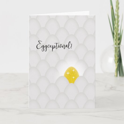 Eggceptional! Yellow Glitter Egg Congratulations カード (正面)