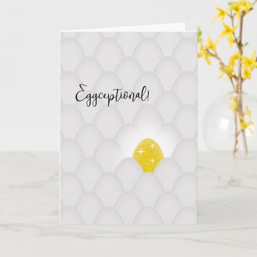 Eggceptional! Yellow Glitter Egg Congratulations カード (黄色い花)