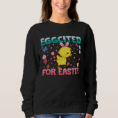 Eggcited For Easter Bunny Duck Rabbit  Kids スウェットシャツ (正面)