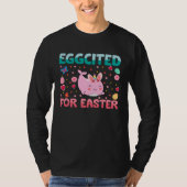 Eggcited For Easter Bunny Narwhal Rabbit Kids Tシャツ (正面)