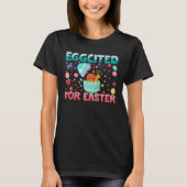 Eggcited For Easter Bunny Snail Rabbit Kids Tシャツ (正面)