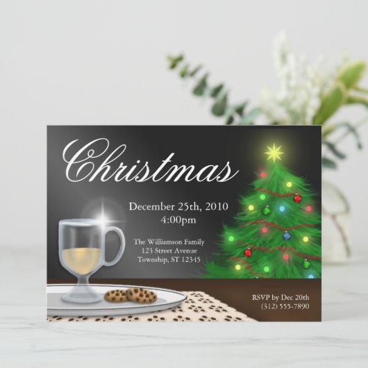 EggnogとCookieクリスマス招待状 招待状 (スタンド正面)