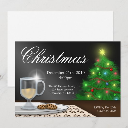 EggnogとCookieクリスマス招待状 招待状 (正面/裏面)