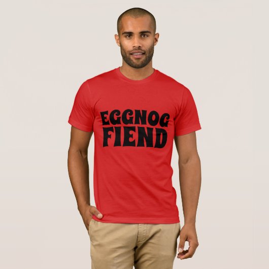 EGGNOG FIEND おもしろい Christmas Tシャツ (正面フル)