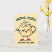 Eggnog-licious – Funny Christmas Eggnog Pun  カード (黄色い花)