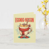 Eggnog-noggin – Funny Christmas Eggnog Pun  カード (黄色い花)