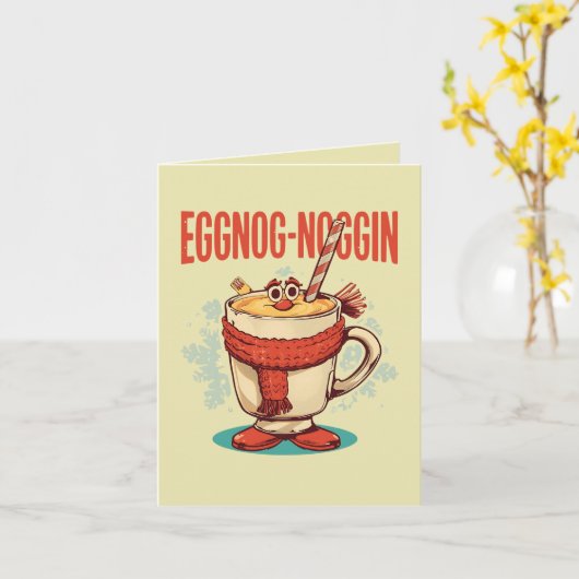 Eggnog-noggin – Funny Christmas Eggnog Pun  カード (黄色い花)