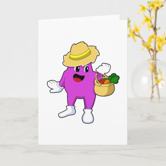 Eggplant as Farmer with Carrot カード (黄色い花)