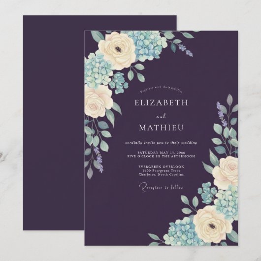 Eggplant Bountiful Winter Wedding 招待状 (正面/裏面)