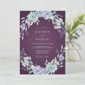 Eggplant Flourishing Floral Wedding 招待状 (スタンド正面)