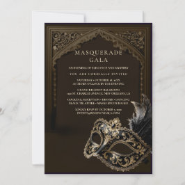 Eggplant Masquerade Elegant Gold Corporate Gala 招待状