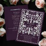 Eggplant Medieval Silver Sword Wedding Details 箔招待状<br><div class="desc">Celebrate your special day with this Royal Medieval Sword Wedding design. This design features a frame with a sword and flowers with a place for your wedding details on the back of the cards. PLEASE NOTE: The silver on the back of this product is printed in flat colors and is...</div>