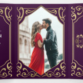 Eggplant Royal Medieval Fantasy Monogram Wedding 三つ折り招待状 (内部中)