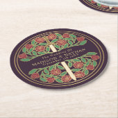 Eggplant Royal Medieval Gold Sword Wedding ラウンドペーパーコースター (アングル)
