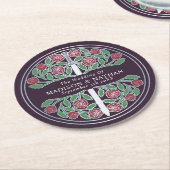 Eggplant Royal Medieval Silver Sword Wedding ラウンドペーパーコースター (アングル)