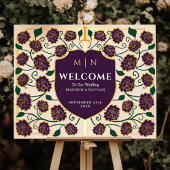 Eggplant Sword Shield Fantasy Wedding Welcome Sign ポスター