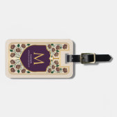 Eggplant Sword Shield Medieval Fantasy Monogram ラゲッジタグ (正面横)