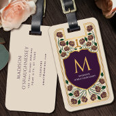 Eggplant Sword Shield Medieval Fantasy Monogram ラゲッジタグ