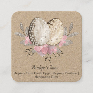 Eggs Boho Watercolor Square Business Card スクエア名刺
