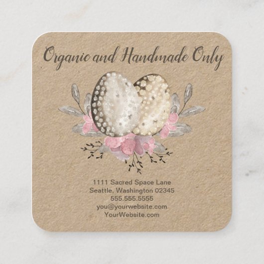 Eggs Boho Watercolor Square Business Card スクエア名刺 (裏面)