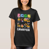 Eggs Cavator Easter Bunny Construction Trucks Boys Tシャツ (正面)