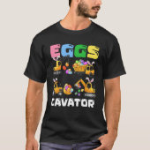 Eggs Cavator Easter Bunny Construction Trucks Boys Tシャツ (正面)